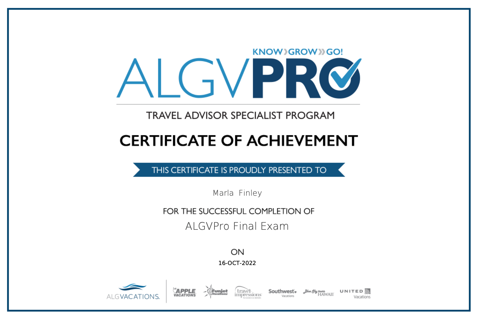 ALGVPro Certified Specialist
