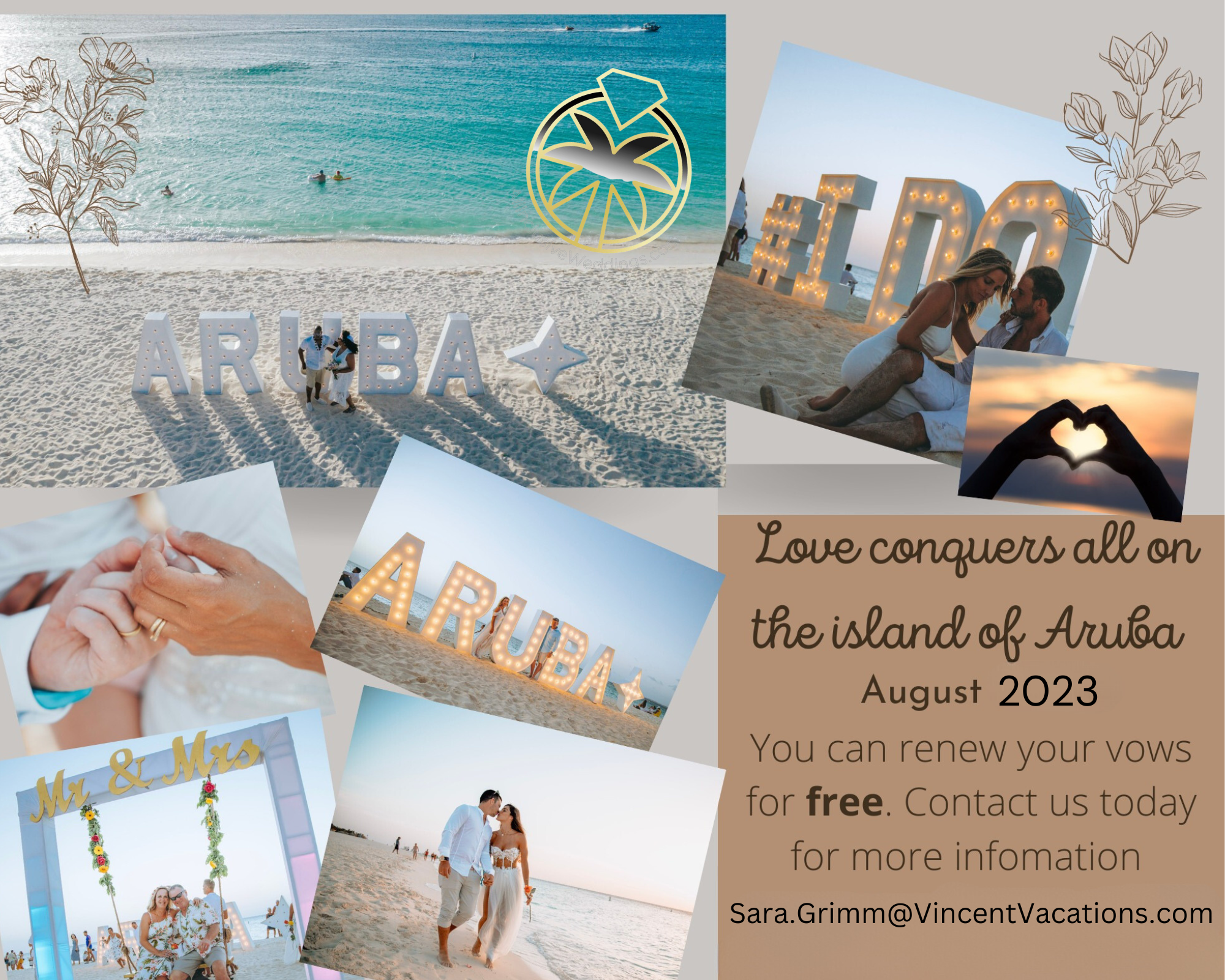 Love conquers all on the island of Aruba! Renew your vows for FREE.