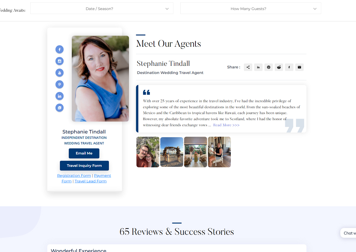 The Perfect Travel Agent Website Bio