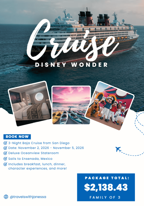 Disney Baja Cruise from San Diego 2026 | 3-Night Disney Wonder Family Vacation
