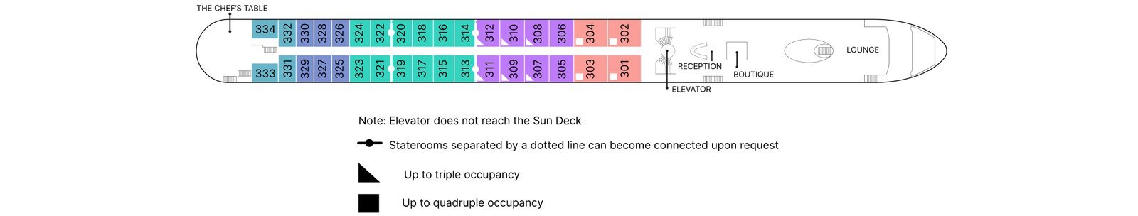 Official AmaWaterways Violin Deck plan layout showing Twin Balcony and Suite placement