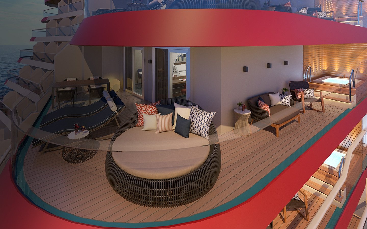 Carnival Mardi Gras Excel Presidential Suite Living Room and Expansive Oceanview Windows