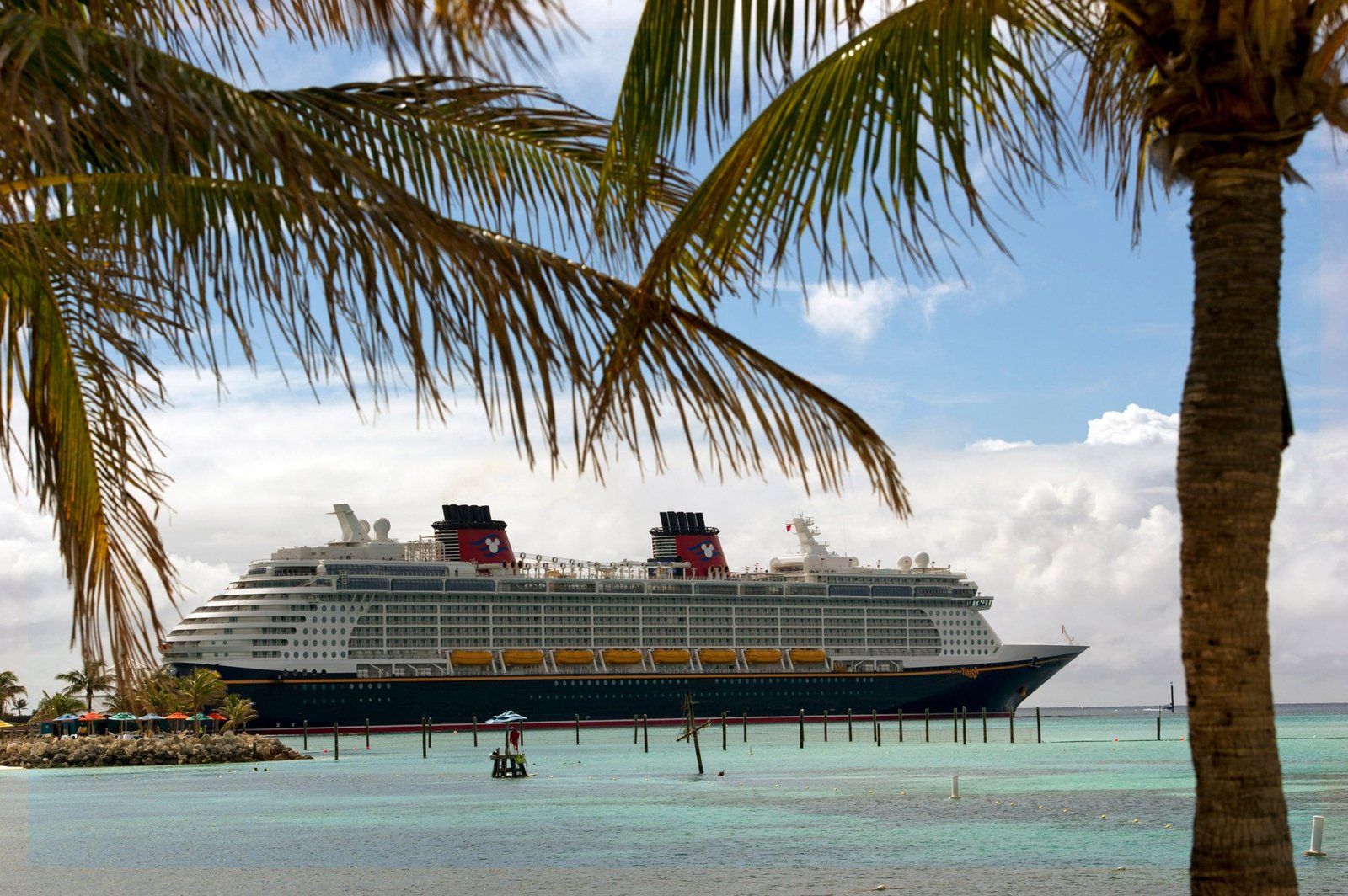Disney Cruise Line Castaway Cay private island beach cabanas and turquoise water