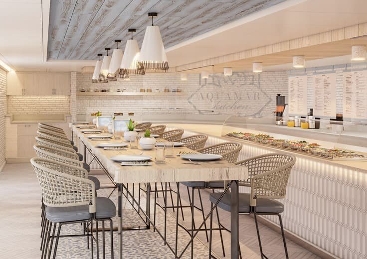 Ember specialty restaurant interior with warm lighting on Oceania Cruises