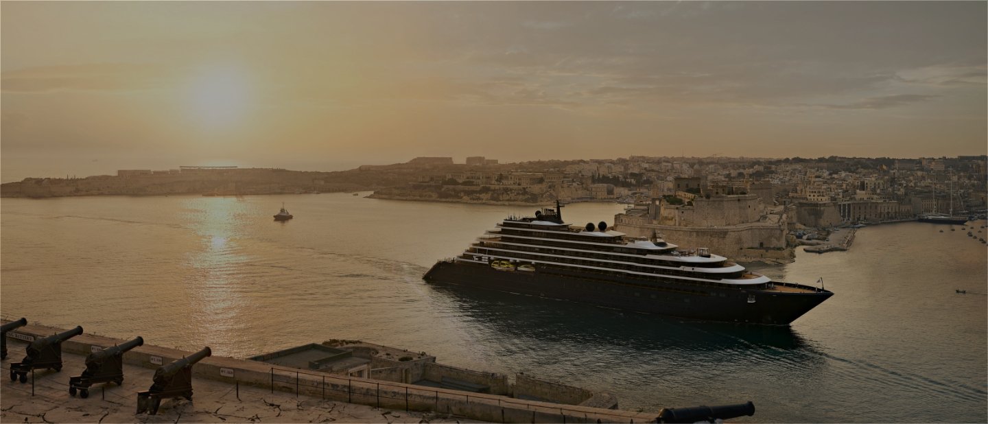 The Ritz-Carlton Yacht Collection luxury superyacht Evrima bookable through Travel Agent Pro's Odysseus engine