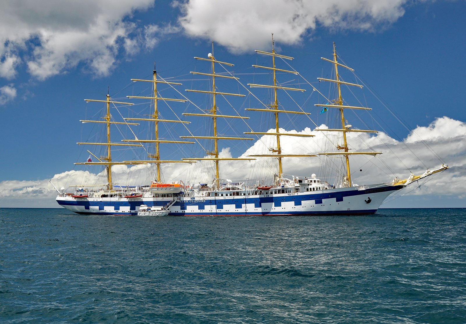 Royal Clipper anchored in picturesque Marigot Bay Saint Lucia in the Caribbean