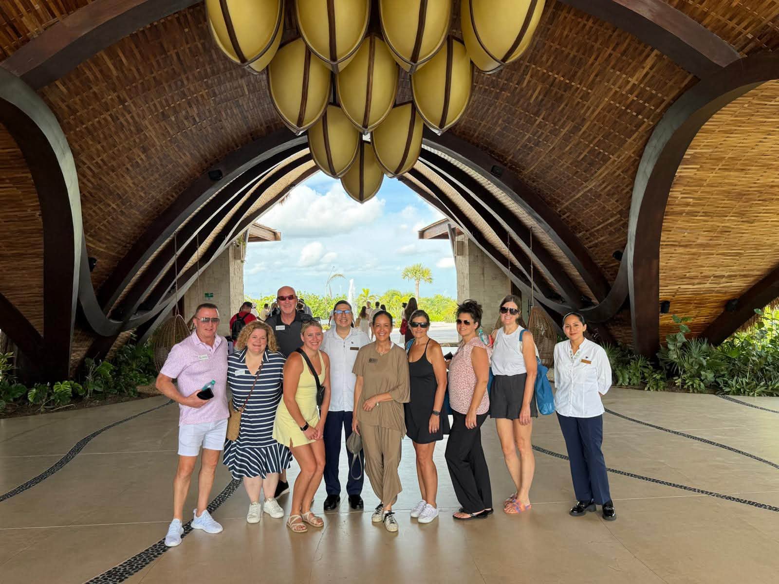 Vincent Vacations advisors touring Secrets Mirabel Cancun during the resort site inspection