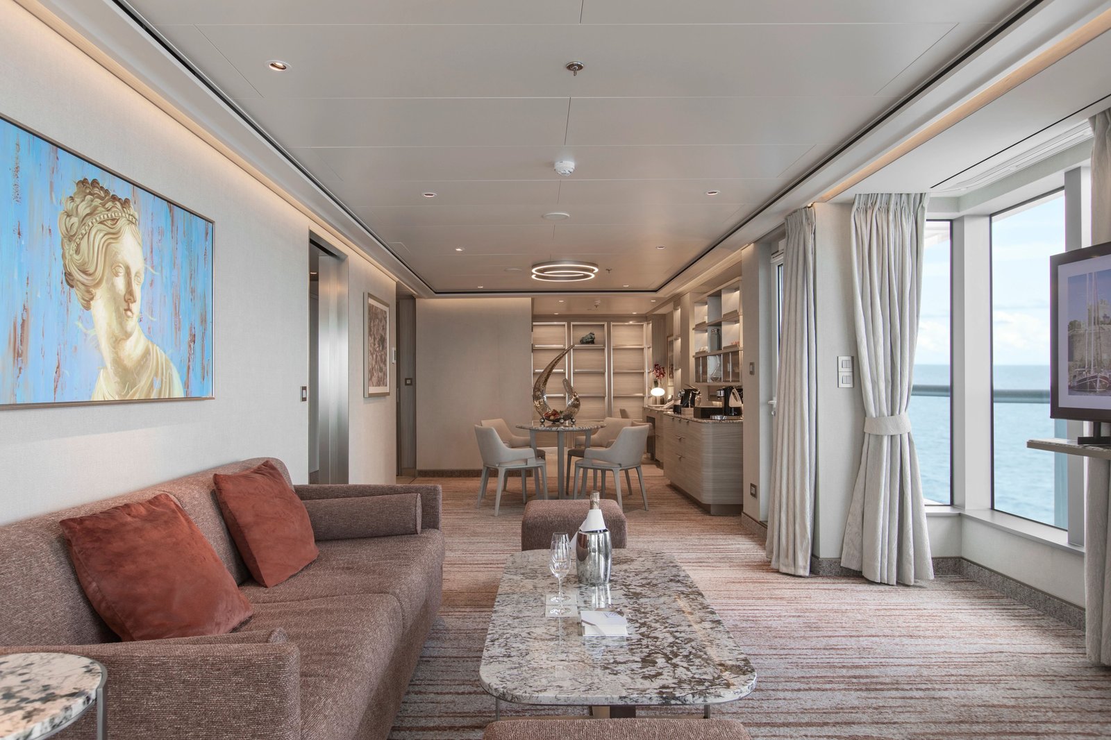Silver Nova Otium Suite private aft veranda featuring an oceanview whirlpool jacuzzi and sun loungers